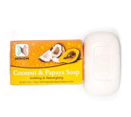 Ninon Coconut and Papaya Soap Bars (5oz)- 6PACK Made With 100% Natural Pure Vegetable Oils, Coconut Oil, Papaya Extract and Vanilla Beans; Made In USA Beauty & Personal Care Ninon