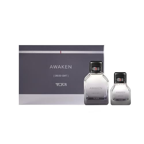 TUMI AWAKEN 08:00 GMT Gift Set - Refreshing Cologne for Men with Woody Fragrance Notes - 6.7 oz & 1.0 oz Eau de Parfum Beauty & Personal Care TUMI