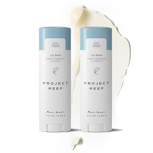 Project Reef Herbal Peppermint Lip Balm - Vegan, Reef-Safe & Hydrating Lip Care with Organic Peppermint, Shea Butter & Vitamin E - Natural Sunburn Beauty and Personal Care Project Reef