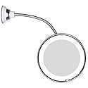 JiBen Flexible Gooseneck LED Lighted 10X Magnifying Makeup Mirror with Power Locking Suction Cup and 360 Degree Swivel, Portable Cordless Travel Beauty & Personal Care JiBen