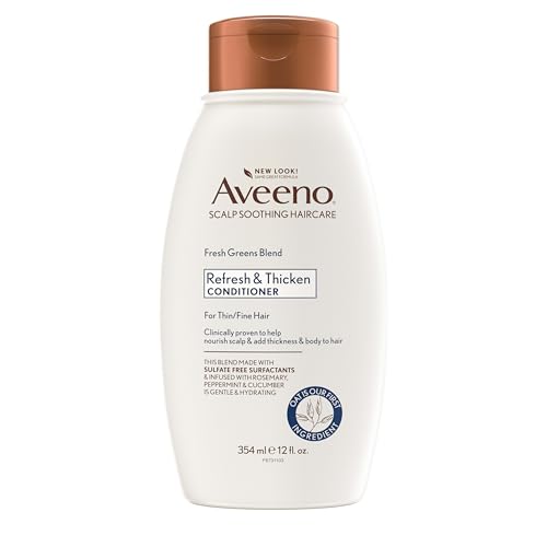 Aveeno Fresh Greens Blend Natural Volumizing Conditioner, Cucumber, Rosemary, for Fine Hair, 12 fl oz