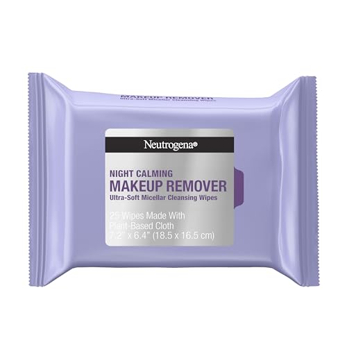Neutrogena Makeup Remover Night Calming Cleansing Towelettes, Disposable Nighttime Face Wipes to Remove Dirt, Oil & Makeup, 25 ct Beauty & Personal Care Neutrogena
