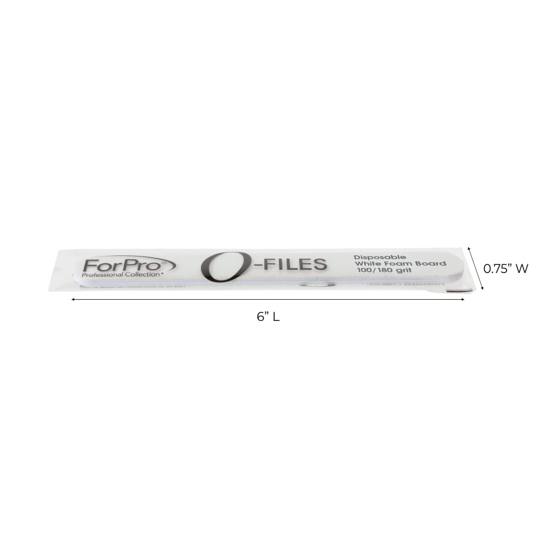 ForPro Professional Collection O-Files Foam Board, Double-Sided Manicure Nail File, 100/180 Grit, Individually-Wrapped, 6" L x .75" W, White Beauty & Personal Care ForPro Professional Collection