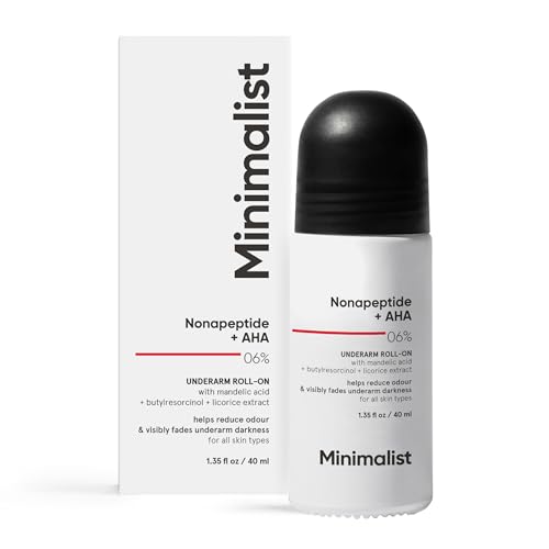 Minimalist Underarm Roll On Deodorant with Nonapeptide + AHA BHA 06% - Control Odour & Fade Darkness - Fragrance Free, Aluminium Free Deodorant - 1.35 Beauty and Personal Care Minimalist