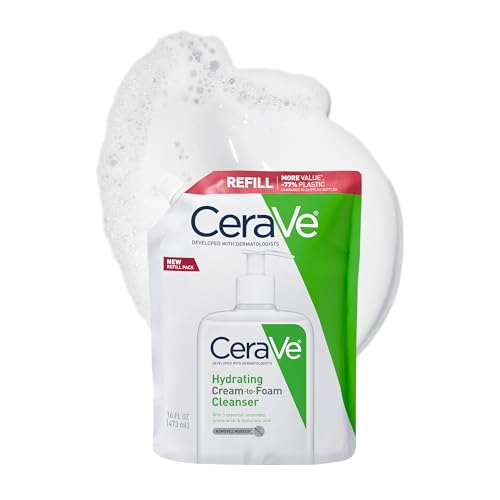 CeraVe Hydrating Cream To Foam Cleanser, Makeup Remover Face Wash For Dry Skin, Foaming Facial Cleanser With Hyaluronic Acid, Normal To Dry Skin Beauty and Personal Care CeraVe Default Title