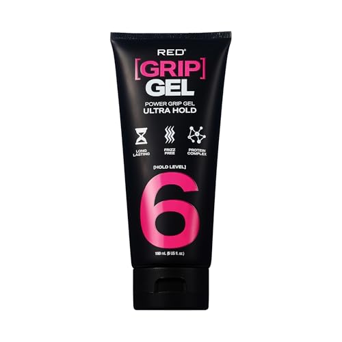 Red by Kiss Power Grip Gel - Long-Lasting Hold, Frizz-Free, High Shine, Protein Complex, Edge Control & Curl Definition (Ultra Hold, 5 oz) Beauty & Personal Care Red by Kiss
