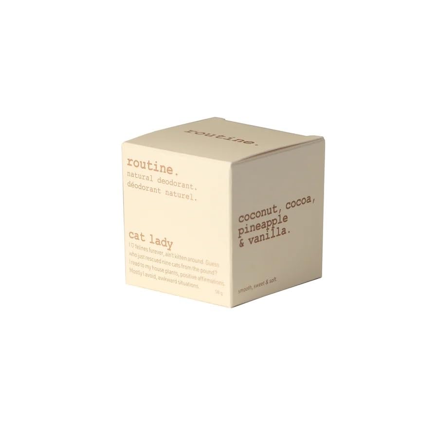 Routine. Natural and Aluminum Free Deodorant (2 Fluid Oz.) for Women and Men - Cat Lady - Coconut, Cocoa, Pineapple and Vanilla (Cream Jar Formula) Beauty and Personal Care Routine