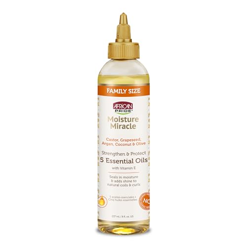 African Pride Moisture Miracle 5 Essential Hair Oils with Vitamin E | Moisture, Shine, Protection, and Growth | Argan, Castor, Grapeseed, Coconut, Beauty and Personal Care African Pride Default Title