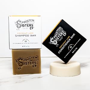 Spinster Sisters Natural Hair Care Set, Coconut Lime - Shampoo Bar, Conditioner Bar, Brown Dry Shampoo - Homemade, sulfate-free, moisturizing Beauty & Personal Care Spinster Sisters