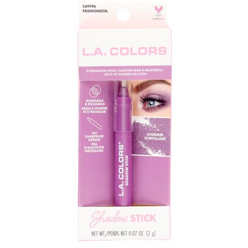 LA Colors Eyeshadow Stick and Eyeliner, Fashionista (Purple), 0.07 oz