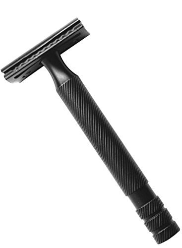 New Double Edge Safety Razor Satin Black Finish Longer Heavier Package Include 10 Stainless Steel Blades and a Leather Pouch Beauty and Personal Care BBNY