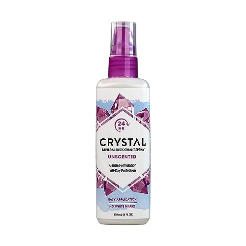 CRYSTAL Mineral Deodorant Spray- Unscented Body Deodorant With 24-Hour Odor Protection, Aluminium Chloride & Paraben Free, 4 FL OZ, Pack of 6 Beauty and Personal Care Crystal Essence