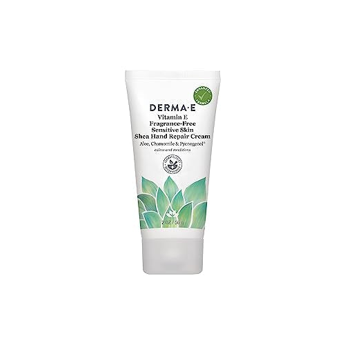 Derma E Vitamin E Fragrance Free Sensitive Skin Shea Hand Repair Cream - Intensive Therapy Hand Cream - Cruelty Free Unscented Lotion for Dry or Beauty & Personal Care Derma E