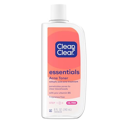 Clean & Clear Essentials Oil-Free Acne Toner, 2% Salicylic Acid Acne Treatment with Pro-Vitamin B5, Deep Pore Facial Toner for Blackheads & Pimples Beauty and Personal Care Clean & Clear Default Title