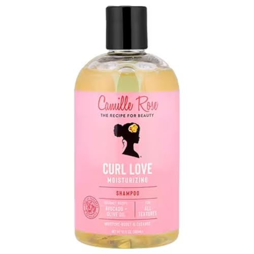 Camille Rose Curl Love Shampoo, with Olive Fruit & Avocado Oils and Aloe Leaf Juice to Cleanse, Moisturize and Hydrate, for All Hair Textures, 12 fl