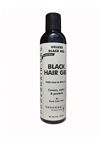 POWERHAIR Hair Gel, Subtle cover for gray hair, alcohol free, perfect hold, 8 Fl oz.(Black/Red/Brown) (BLACK for gray hair) Beauty & Personal Care POWERHAIR.ORG
