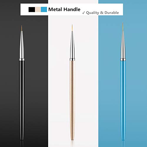 3PCS Nail Art Liner Brushes, UV Gel Painting Acrylic Nail Design Nylon Brush, Nail Painting Drawing Pens (7/9/11mm) Beauty & Personal Care SQULIGT