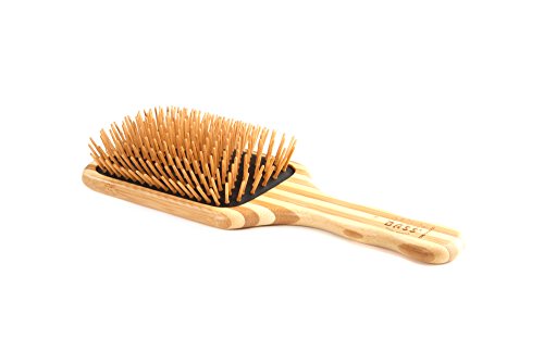 Bass Brushes | The Green Brush | Bamboo Pin + Bamboo Handle Hair Brush | Large Paddle