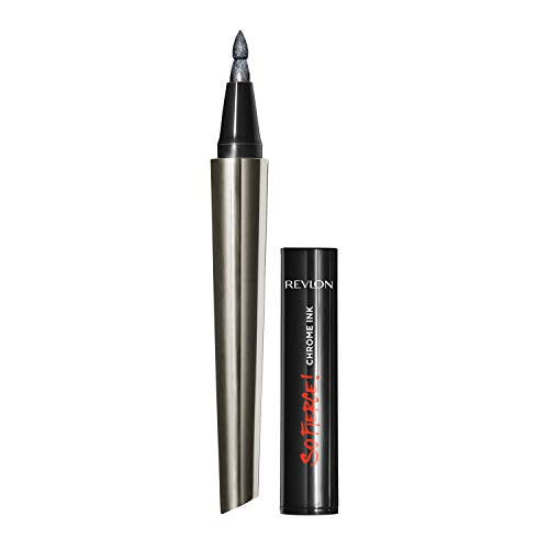 Revlon So Fierce! Chrome Ink Liquid Eyeliner, Longlasting Bold Metallic Pen Liner with Dip Ink Cap for Pearl, Shimmer Blend, 901 Gunmetal, 0.03 oz. Beauty & Personal Care REVLON