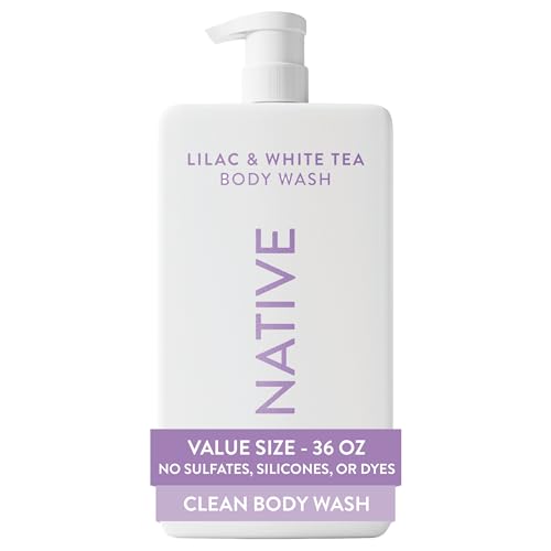 Native Body Wash for Women & Men, Lilac & White Tea, 36 oz Pump Bottle, Sulfate-Free & Gentle Beauty & Personal Care Native