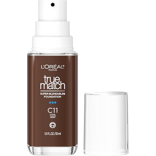 L'Oreal Paris True Match Super-Blendable Foundation, Medium Coverage Liquid Foundation Makeup, C11, Deep, 1 Fl Oz