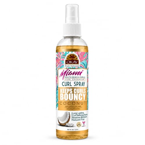 OKAY Miami South Beach Curls Curl Enhancer Spray 8 oz - Hydrating Curl Defining Spray for Frizz Control, Volume & Lightweight Hold - Non-Greasy Hair Beauty & Personal Care OKAY