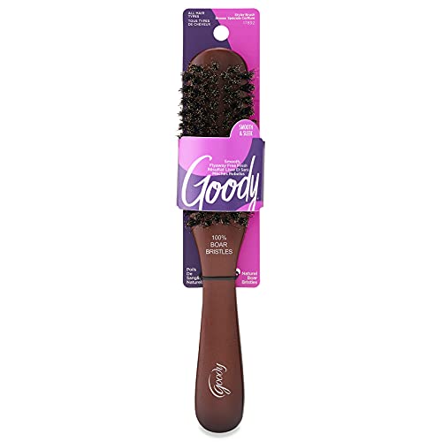 Goody Smooth and Sleek Wood Styling Brush with Natural Boar Bristles, Flyaway Free Finish, For All Hair Types, Brown, 1CT Beauty & Personal Care GOODY