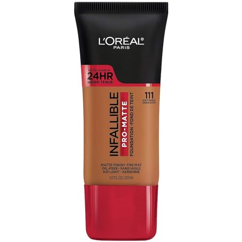 L'Oreal Paris Cosmetics Makeup Infallible Pro-Matte Liquid Longwear Foundation, Soft Sable, 1 fl oz