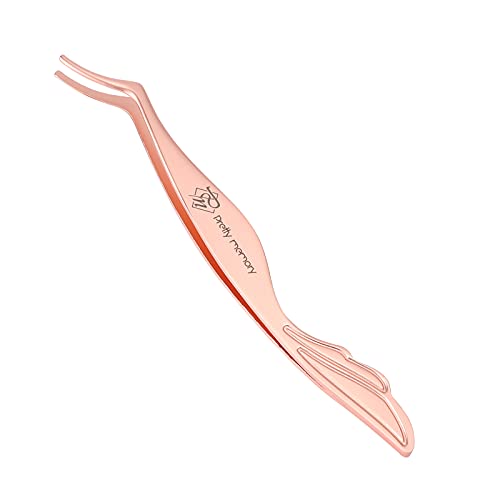 Pretty memory Eyelash Applicator Tool Stainless Steel Lash Tweezers Curved Eyelash Tweezers for Easy Lash Application and Removal, Rose Gold Beauty & Personal Care Pretty memory
