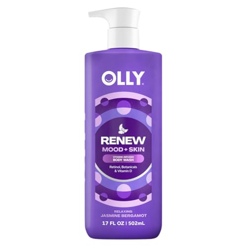 OLLY Renew Body Wash with Vitamin D, Retinol & Botanicals - Nourishing Cleanser for Skin Barrier Repair, Deep Hydration, Jasmine Bergamot Scent, 17oz Beauty & Personal Care OLLY