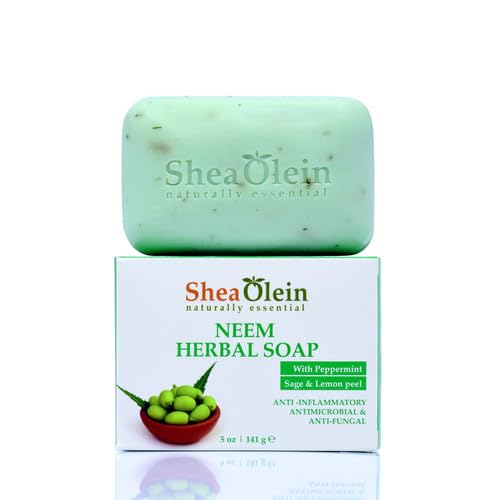 Shea Olein Naturally Essential Neem Herbal Soap With Peppermint Sage & Lemon Peel 6-Pack Beauty & Personal Care SheaOlein Naturally Essential