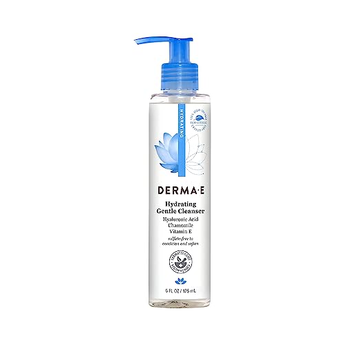 Derma E Hydrating Gentle Cleanser with Hyaluronic Acid - Moisturizing Facial Cleanser Tones, Moisturizes & Improves Skin Texture - Gently Exfoliating Beauty & Personal Care Derma E