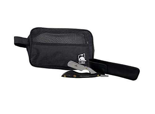 G.B.S Barber Shavette Razor Leather Case and 10 Blades and Toiletry Bag (Black) Beauty and Personal Care G.B.S