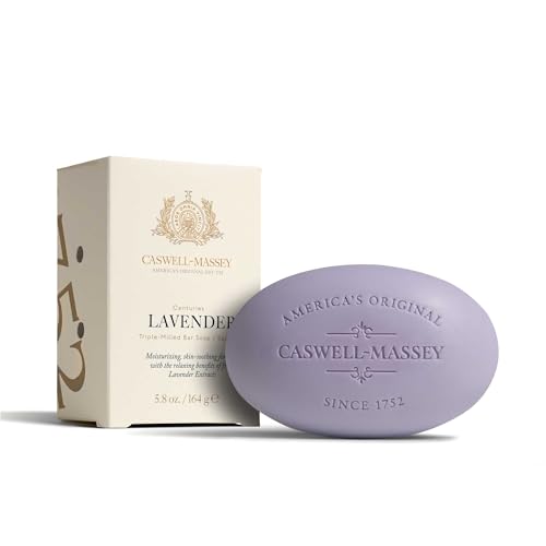 Caswell-Massey Lavender Natural Bar Soap for Women, Moisturizing Triple-Milled Body Soap for Bath, Face & Hands, Soothing Floral Scent, Plant-Based Beauty & Personal Care Caswell-Massey