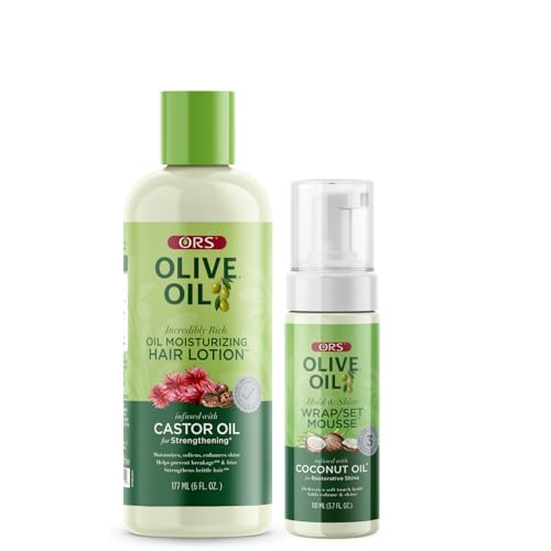 ORS Olive Oil Wrap Set Mousse & Moisturizing Hair Lotion with Castor & Coconut Oil (2 Piece Set) Beauty & Personal Care ORS