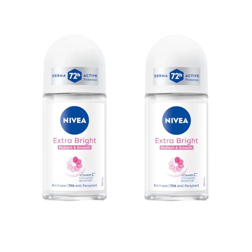 NIVEA Extra Bright 8 Super Food Vitamin C Collagen Booster Underarm Roll-On Deodorant, Alcohol-Free, 72HR Odor Protection, Smooth & Bright Skin, 50ml Beauty and Personal Care NIVEA