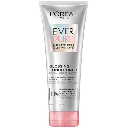 L’Oreal Paris Sulfate Free Glossing Conditioner with Glycolic Acid, Provides Intense Glass Hair Shine, Smoothness & Soft Feel, Suitable for Dull, Dry