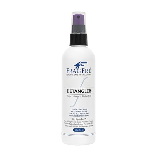 FRAGFRE Hair Detangler Spray, 8 oz - Leave in Conditioner for Sensitive Skin and Scalp - Styling Heat Protectant Spray - Gluten Free Vegan Cruelty Beauty & Personal Care FRAGFRE