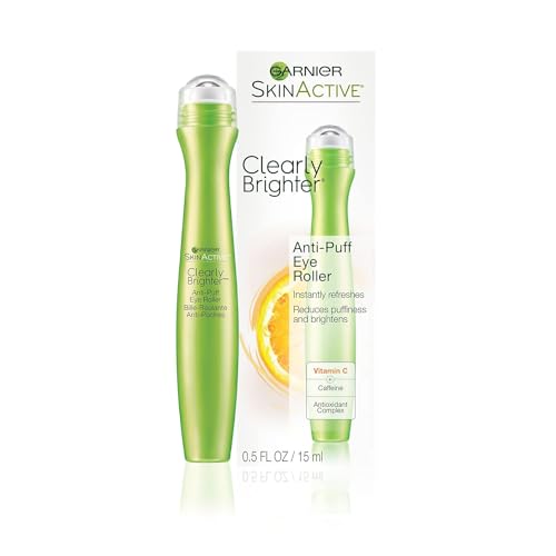Garnier Clearly Brighter Anti-Puff Eye Roller, Dark Circles Under Eye Treatment with Caffeine and Vitamin C, 0.5 Fl Oz (15mL), 1 Count (Packaging May Beauty & Personal Care Garnier