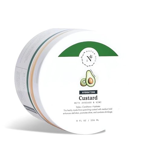 NaturAll Avocado & Kiwi Curl Defining Gel - Strong Hold Curling Custard for Curly Hair - Crunch Free Curls Activator & Enhancer - Sulfate & Paraben Beauty & Personal Care NaturAll