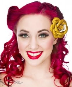 Gold Glitter Rose Hair Clip from Sourpuss Clothing Beauty & Personal Care Sourpuss