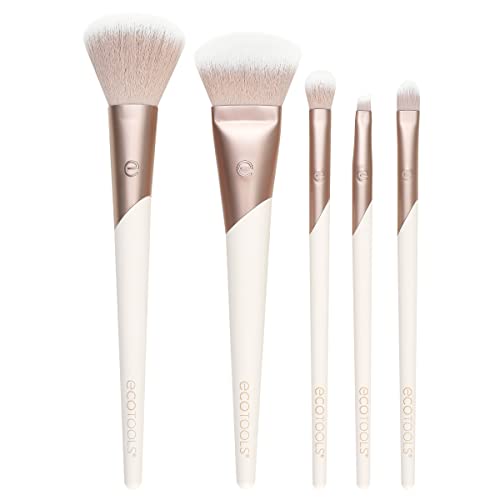 EcoTools Luxe Natural Elegance Professional Face Makeup & Foundation Brush Set, Premium Brush Kit For Face, Cheek, & Eye Makeup, Synthetic Makeup Beauty & Personal Care EcoTools