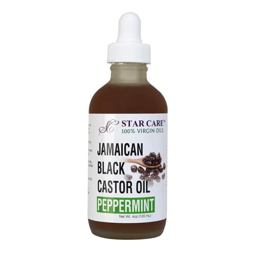 STAR CARE Extra Strength Jamaican Black Castor Oil (with Peppermint Oil) for Hair Growth (4oz) - 100% Virgin JBCO Infused with Biotin & Niacin - Scalp Beauty & Personal Care STAR CARE