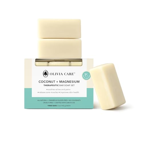 Coconut Magnesium Organic Bar Soap - Natural Moisturizing Body Soap for Sensitive Skin - Triple Milled Soap with Coconut Oil - Plastic Free 3 Pack Beauty & Personal Care Olivia Care