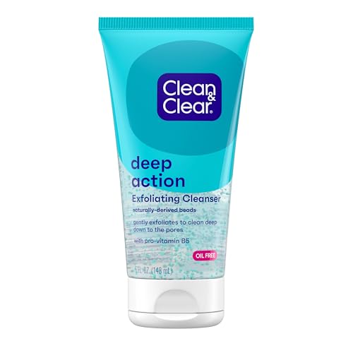 Clean & Clear Deep Action Exfoliating Face Wash Scrub with Pro-Vitamin B5, Daily Exfoliating Facial Cleanser Cleans Deep Down to Pores for Smooth Beauty & Personal Care Clean & Clear