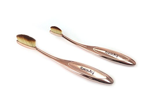 iBeauty 2pc Mermaid Oval Eye Shadow Liner Brow Cosmetic Makeup Brush Tool Set Rose Gold Color (RG eye set) Beauty & Personal Care ibeauty