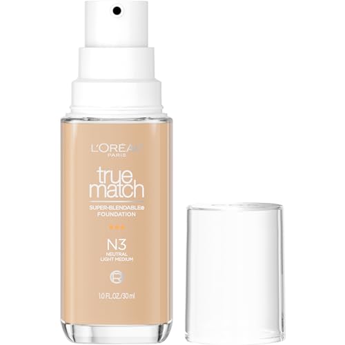 L'Oreal Paris True Match Super-Blendable Foundation, Medium Coverage Liquid Foundation Makeup, N3, Light Medium, 1 Fl Oz Beauty & Personal Care L'Oreal Paris