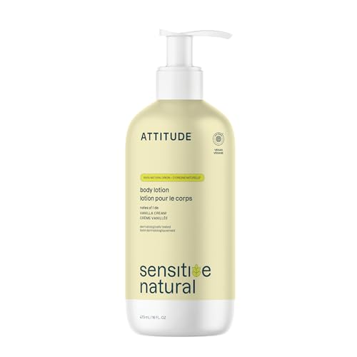 ATTITUDE Sensitive Skin Body Lotion, Soothing Oat Formula, Hydrating Care for Dry Skin, EWG Verified, Dermatologically Tested, Vegan, Vanilla Cream Beauty & Personal Care ATTITUDE