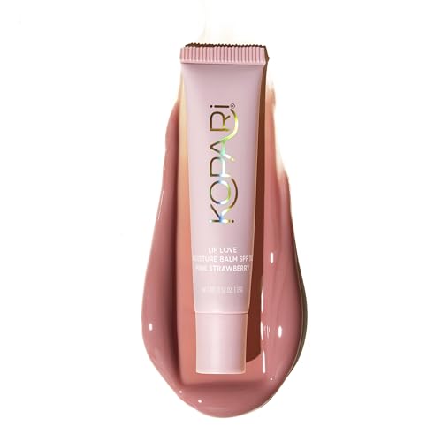 Kopari Lip Love Moisture Balm in Pink Strawberry SPF 30-100% Mineral Zinc Oxide Lip Sunscreen, Ceramide Hydrating Tinted Lip Balm, Clean Vegan Beauty and Personal Care Kopari