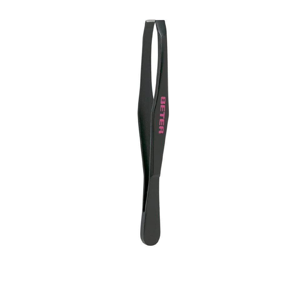 TWEEZERS with Straight Tip Black Steel 1 Piece Beauty and Personal Care Beter